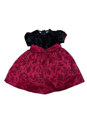 Thomas Black and Red Floral Toddler Dress vintage velvet Holiday
